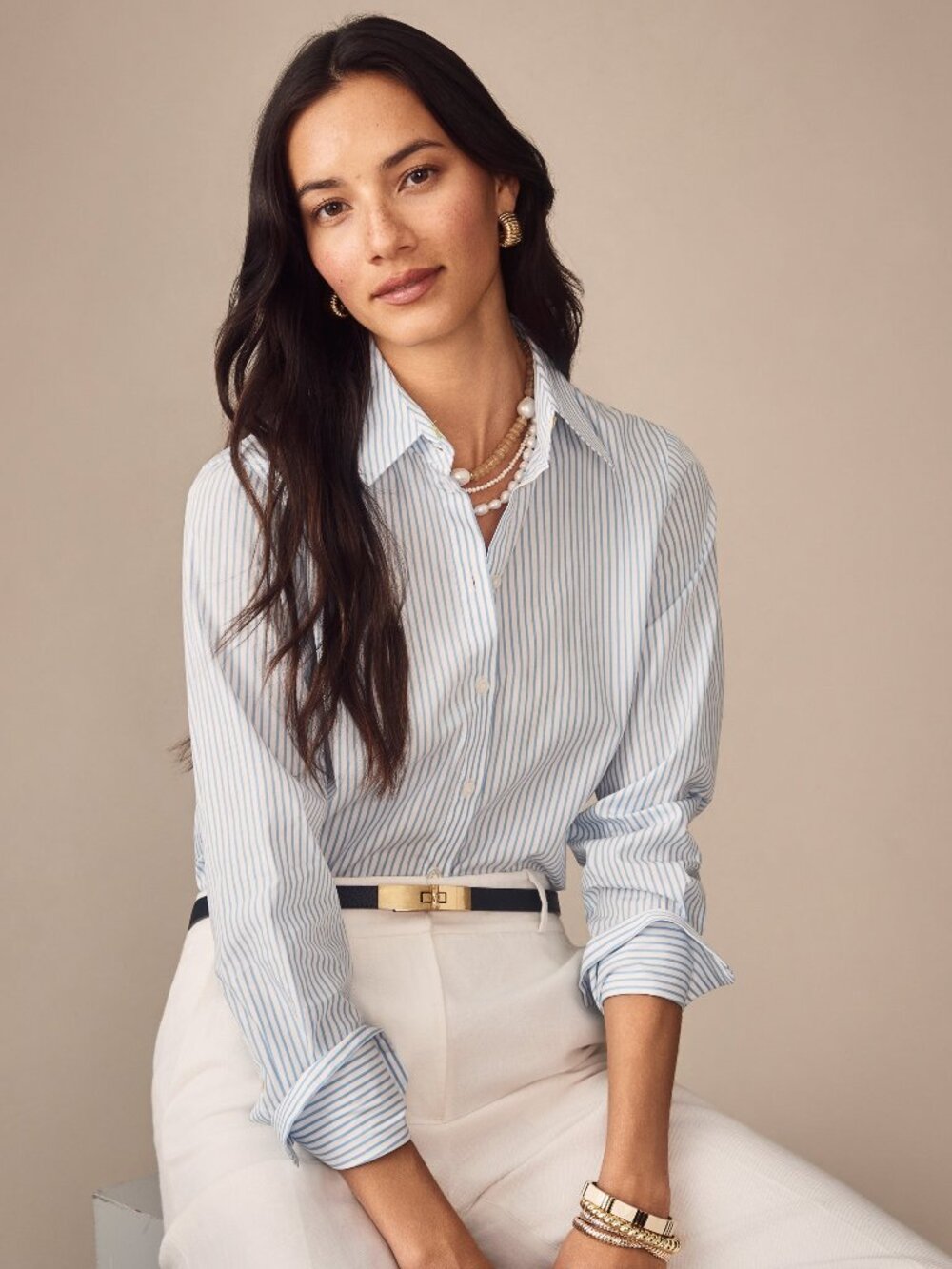 J McLaughlin Sloane Shirt in Stripe NEW